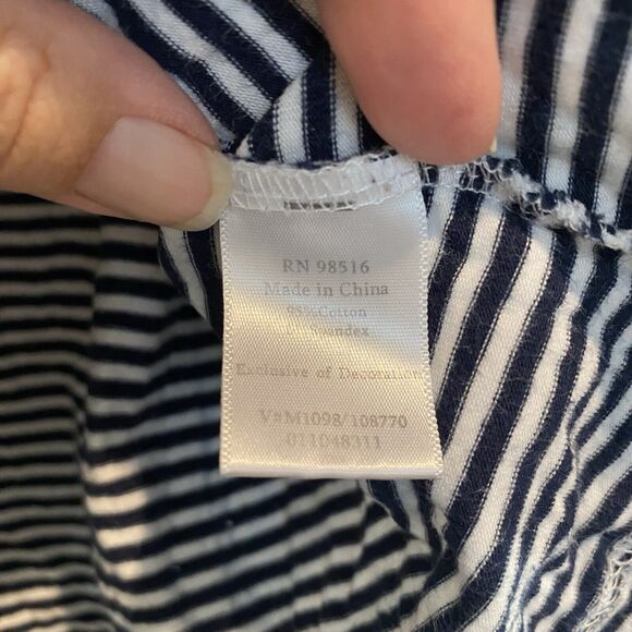 Coldwater Creek Top M Navy White Striped Mixed Media‎ Sequin 3D - Picture 10 of 11